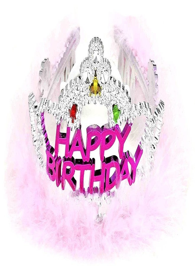 Rubies Forum Flashing Tiara With Pink Faux-Fur, Happy Birthday - Image 1