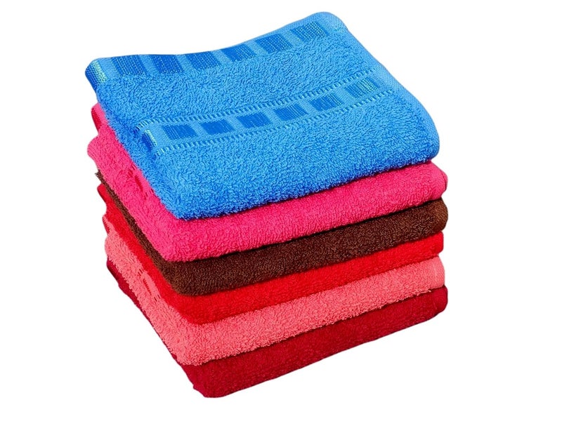 Antiter Cotton Hand Towel 550 GSM Multicolour Ultra Soft and Super Absorbent Set of 6 - Image 1