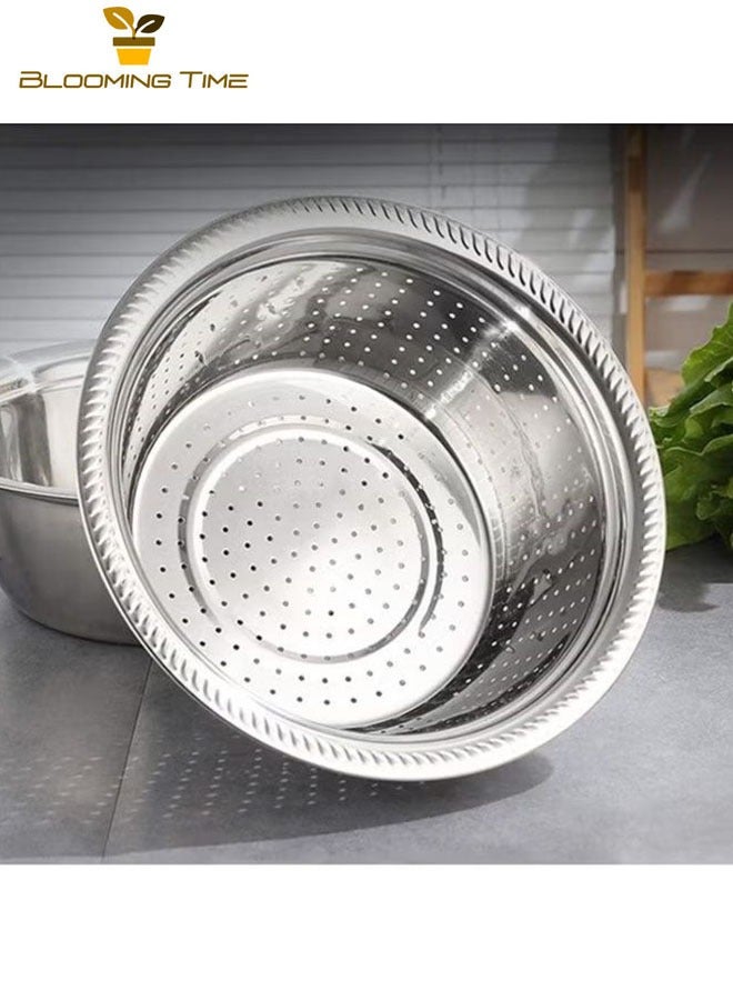 BLOOMING TIME Multifunctional 3-In-1 Stainless Steel Grater Basin Drain Basket Washing Bowl Set  27*10.5*27cm - Image 4