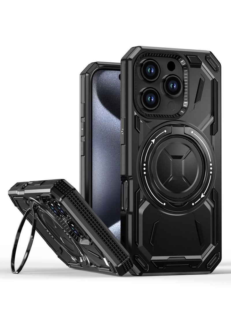 GOLDEN MASK GOLDEN MASK For iPhone 16 Pro Armored II Series Mag-Safe Magnetic Holder Phone Case (Black)
