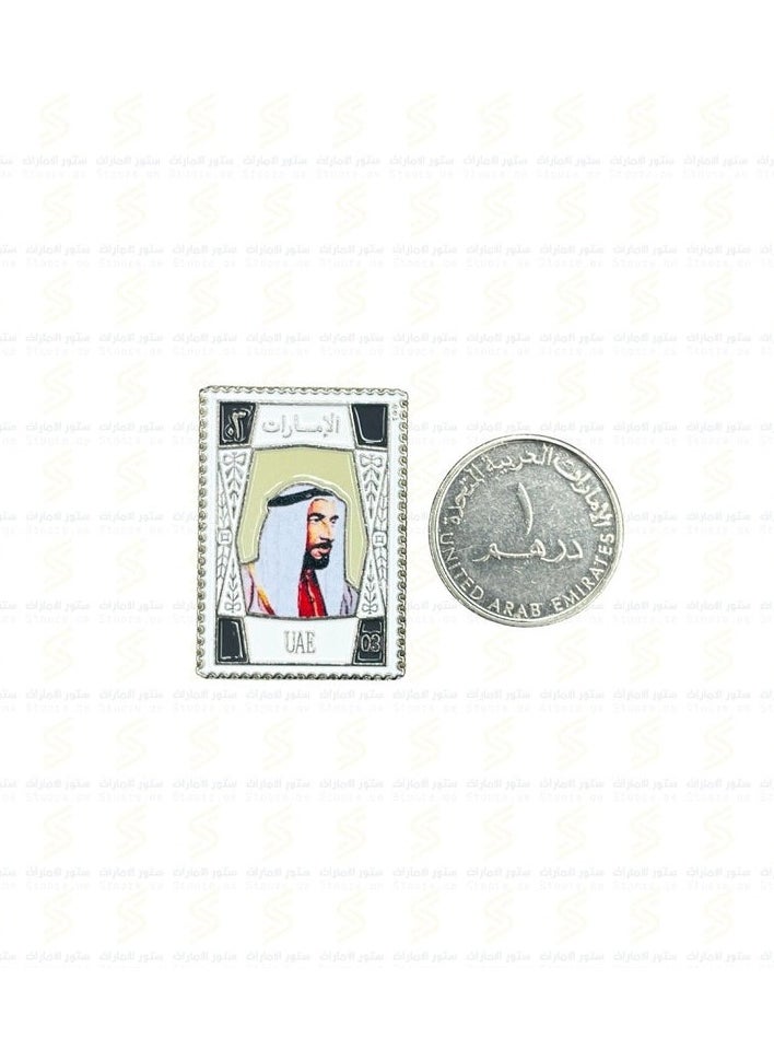 Generic - Sheikh Zayed Stamp Brooch Logo Design 2D Sticker Badge Metal 2 Pcs - Image 1