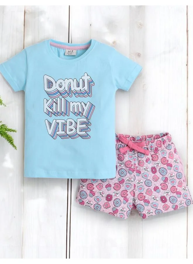 victor and jane victor and jane Graphic Print T-Shirt and All-Over Printed Shorts Set