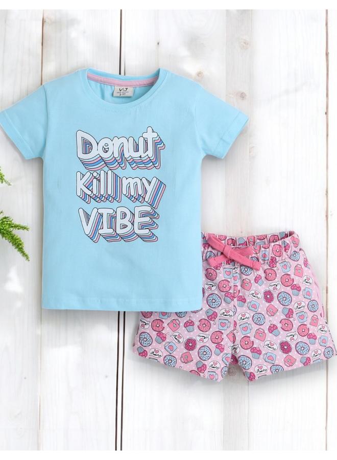 victor and jane Graphic Print T-Shirt and All-Over Printed Shorts Set - Image 5