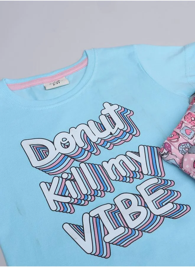 victor and jane Victor and Jane Graphic Print T-Shirt and All-Over Printed Shorts Set