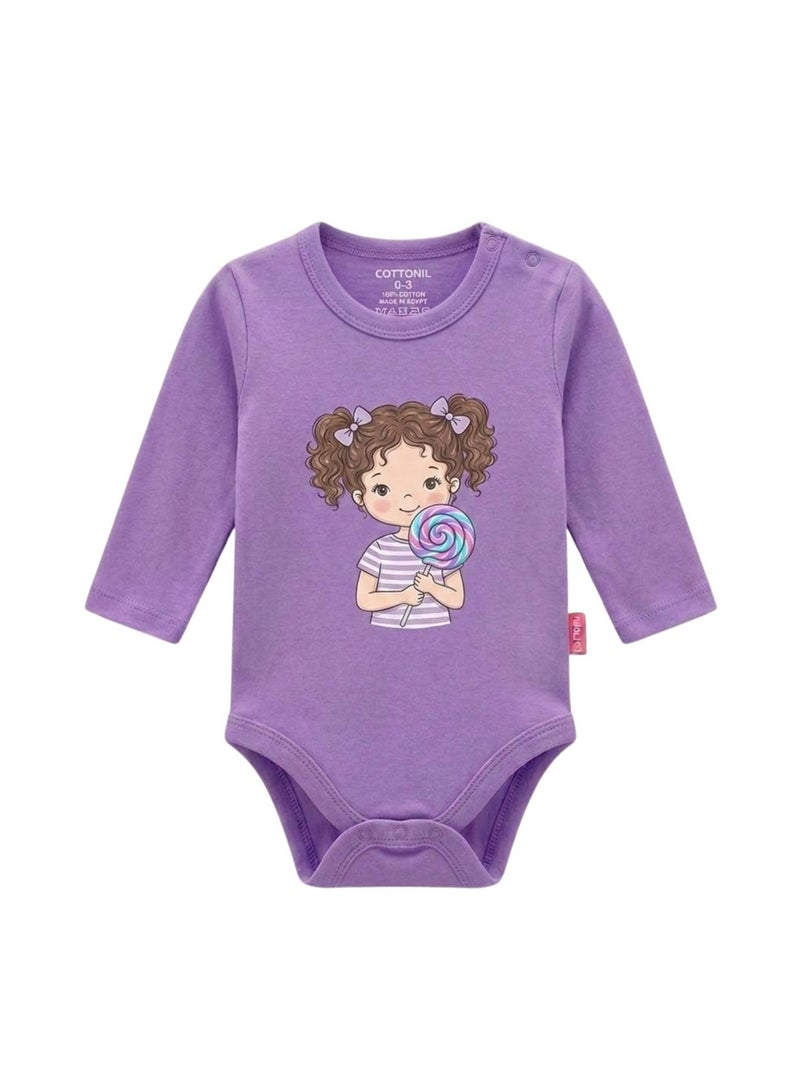 Cottonil Baby Long Sleeve Bodysuits, 100% Cotton, Pack of 6, Cute Printed Designs - Baby Girl - Image 4