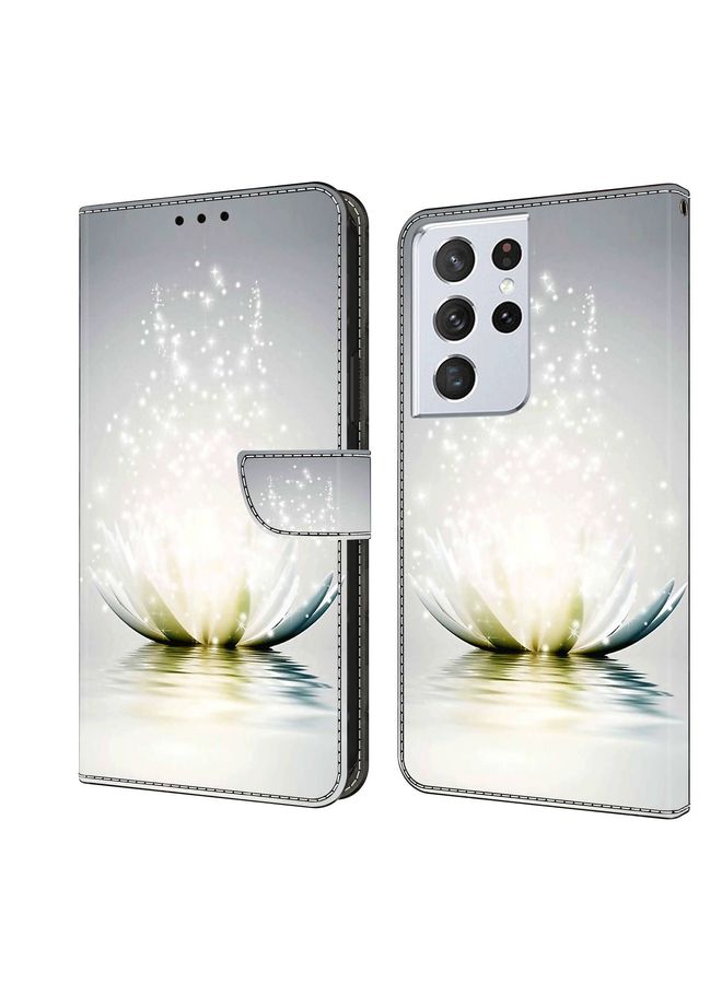 HuHa Case Cover For Samsung Galaxy S21 Ultra Crystal 3D Shockproof Protective Leather Phone Case Light Lotus 