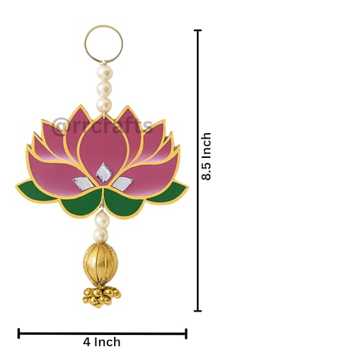 RR Crafts MDF Lotus Decorative Hanging Pack of 6 – Pink Festival Toran for Diwali Decoration, Pooja Room, Mandir Wall Decor, Living Room Home Decor Items, Ganpati Celebration - Image 3