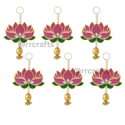 RR Crafts MDF Lotus Decorative Hanging Pack of 6 – Pink Festival Toran for Diwali Decoration, Pooja Room, Mandir Wall Decor, Living Room Home Decor Items, Ganpati Celebration - Image 4