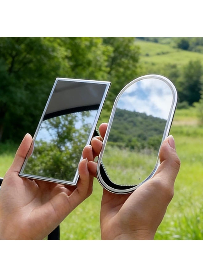 Auto Sun Visor HD Makeup Mirror, Portable Self-Adhesive Seatback Stainless Steel Universal Car Interior Cosmetic Mirror - Image 2
