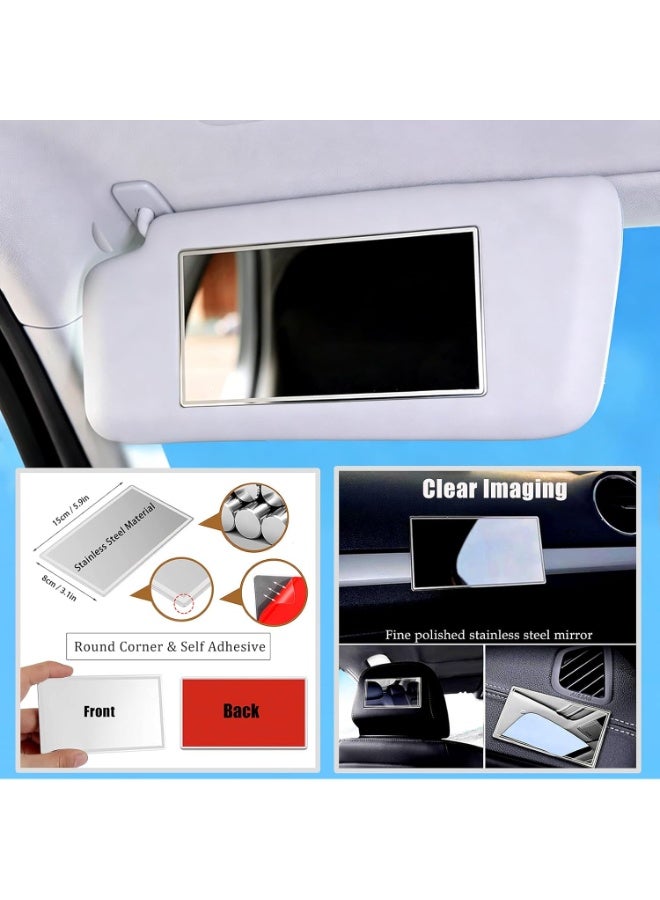 Auto Sun Visor HD Makeup Mirror, Portable Self-Adhesive Seatback Stainless Steel Universal Car Interior Cosmetic Mirror - Image 3