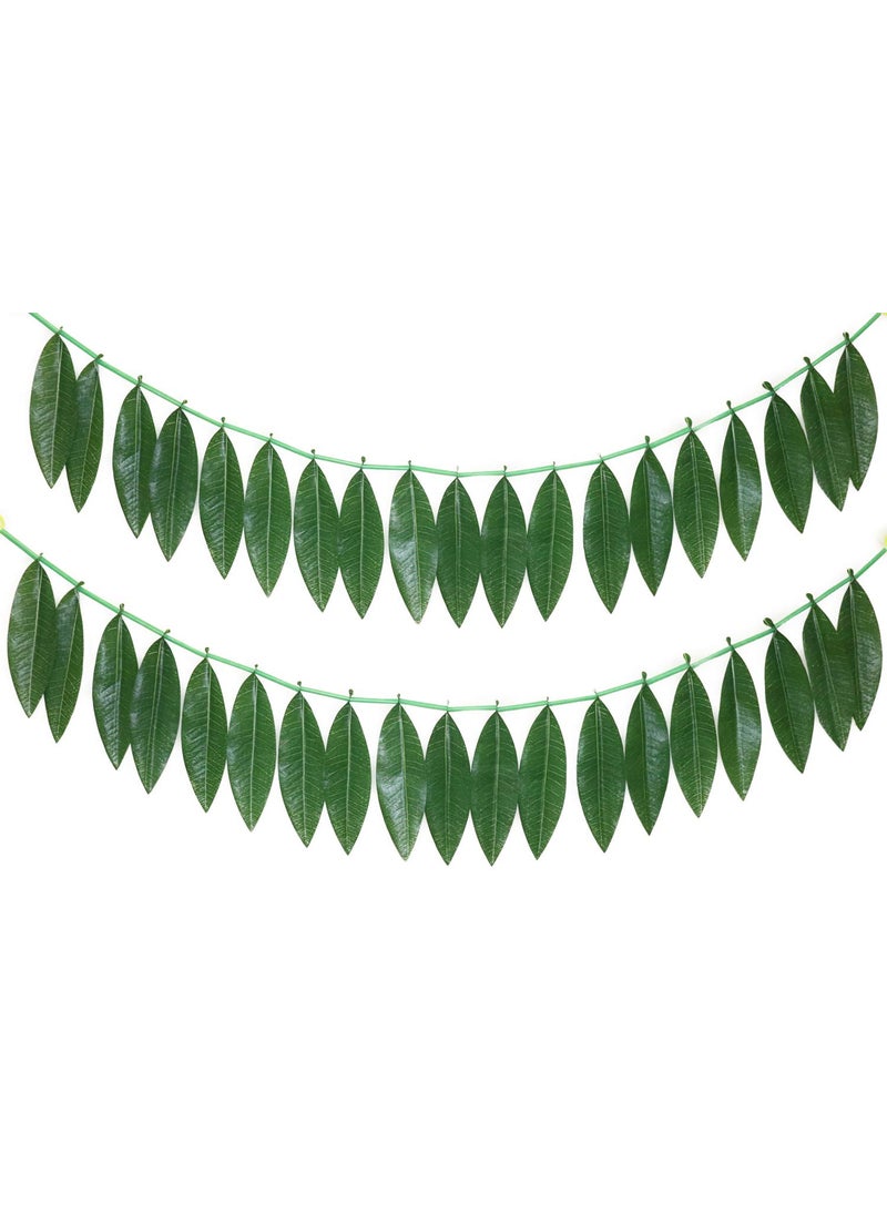 PELLISANDADI PELLISANDADI Artificial Mango Leaves Toran Bandhanwar for Main Door Hanging Toran for Festive Decorations Doorway Leaves Toran Green Pack of 2 Length 40 Inch  - Image 4