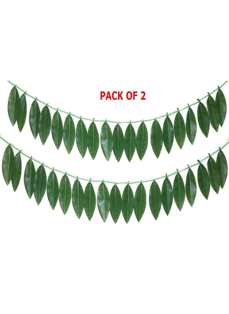 PELLISANDADI PELLISANDADI Artificial Mango Leaves Toran Bandhanwar for Main Door Hanging Toran for Festive Decorations Doorway Leaves Toran Green Pack of 2 Length 40 Inch  - Image 5