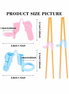 KASTWAVE 12 Piece Reusable Chopstick Helpers Training Chopsticks Connector Plastic Training Chopstick Helper For Adults Kids Beginner Trainers (Pink Blue)  - Image 2