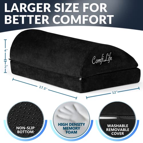 ComfiLife Foot Rest for Under Desk at Work – Adjustable Desk FootRest for Office Chair, Gaming Accessories – Ergonomic Teardrop Design for Back, Hip & Leg Pain Relief – 100% Memory Foam (Black) - Image 4
