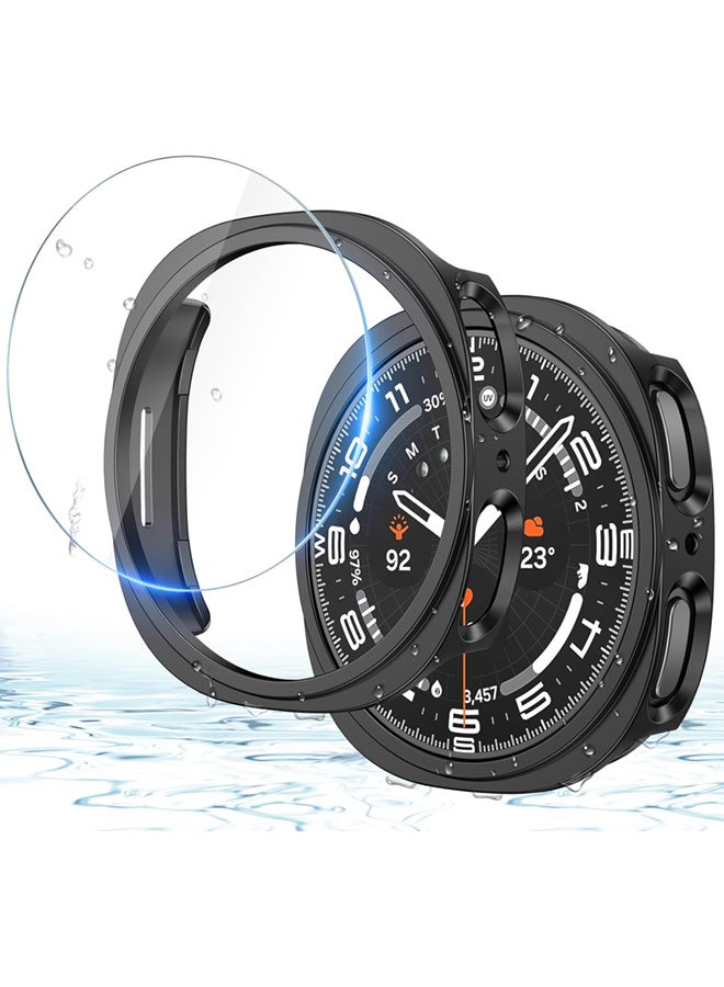 SJet Samsung Galaxy Watch 8 Screen Protector Case 40mm, Hard PC Bumper Cover with Anti-Fog Tempered Glass Protective Screen Protector for Galaxy Watch 8 Accessories (Black,40mm)  - Image 1