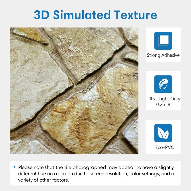 COMSTICKC 3D Faux Stone Wall Panels Peel and Stick, 12 Pcs 22.8" x 11.8", DIY UrltraLight PVC Fake Stone Textured Self Adhesive Wall Panels for Kitchen, Living Room Background, Covers 22.48 sq.ft - Image 3