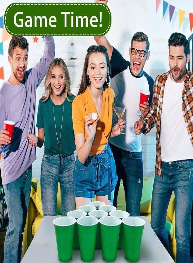BONSINY 100 Pack Green Plastic Cups, 16 oz Green Disposable Cups, Plastic Party Cups Heavy Duty for Party Wedding Halloween Thansgiving Christmas Picnic - Image 5