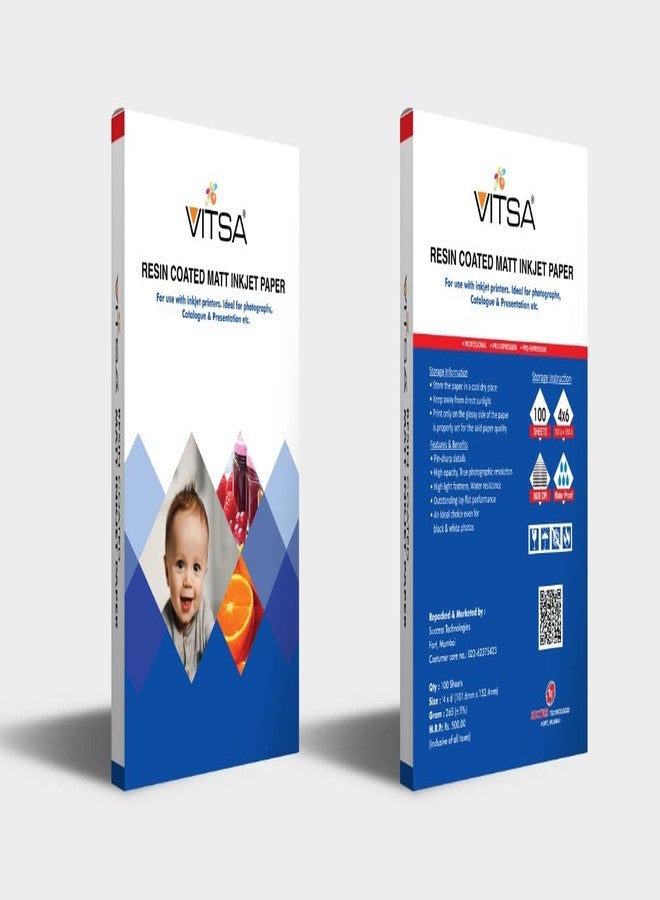 VITSA 4 X 6 (INCH) RESIN COATED PHOTO PAPER 265 GSM (4R) (MATT FINISH) 100 SHEET (PACK OF 1) - Image 3