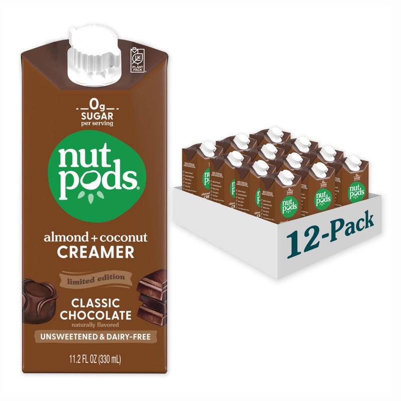 nutpods Classic Chocolate Unsweetened Dairy-Free Creamer, Made from Almonds and Coconuts, Whole30, Keto, Gluten Free, Non-GMO, Vegan, Kosher (12-Pack) - Image 1