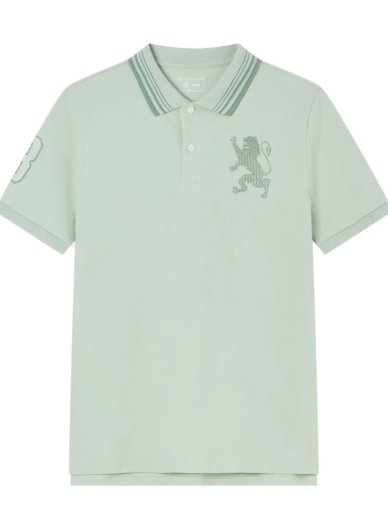 GIORDANO  Men’s Cotton Slim Polo with 3D Lion Embroidery for Men | Best Price UAE