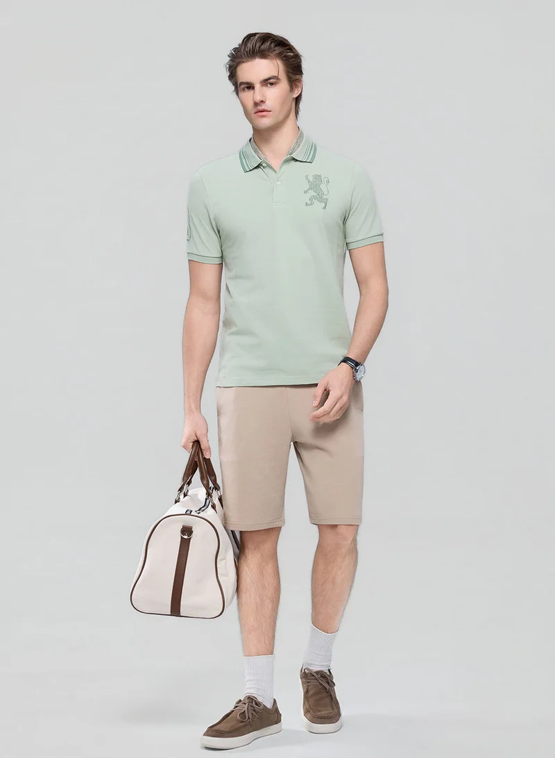 GIORDANO  Men’s Cotton Slim Polo with 3D Lion Embroidery for Men | Best Price UAE