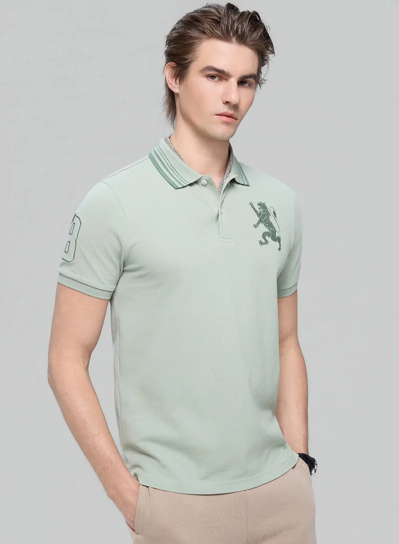 Men’s Cotton Slim Polo with 3D Lion Embroidery