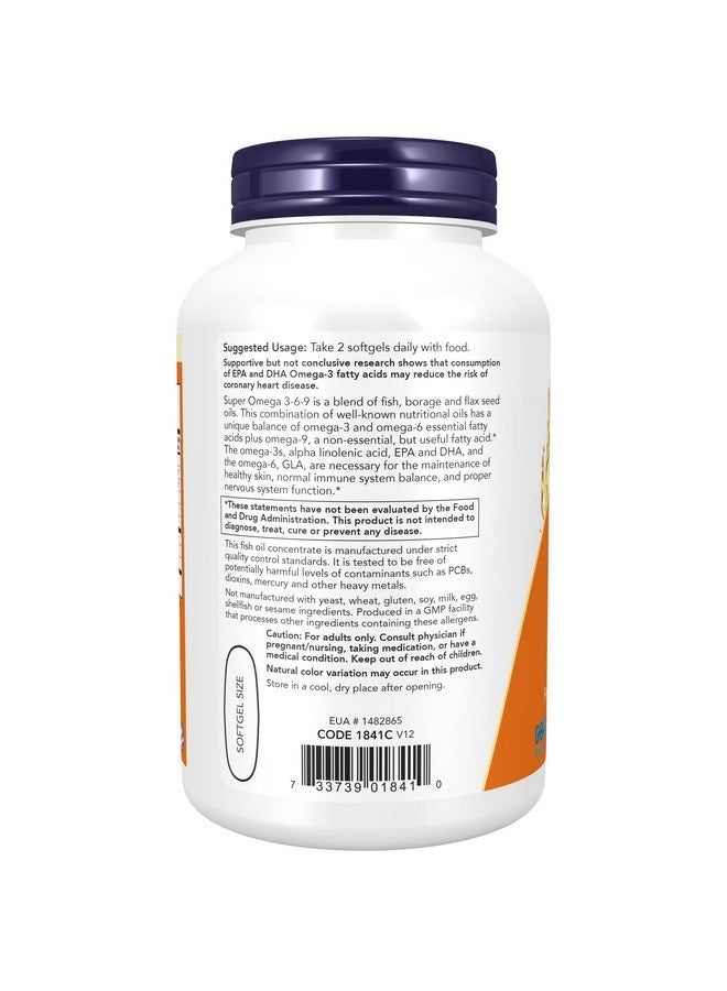 NOW Foods Supplements, Super Omega 3-6-9 1200 mg with a blend of Fish, Borage and Flax Seed Oils, 180 Softgels - Image 4