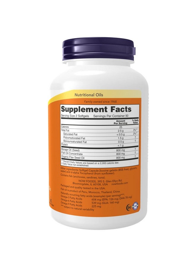 NOW Foods Supplements, Super Omega 3-6-9 1200 mg with a blend of Fish, Borage and Flax Seed Oils, 180 Softgels - Image 3