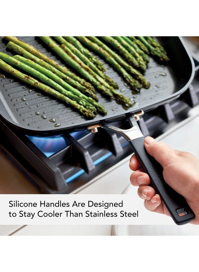 KitchenAid مقلاة كيتشن إيد مربعة غير لاصقة مصنوعة من الألمنيوم المؤكسد مع فتحات صب، 11.25 بوصة، أسود أونيكس - Image 5