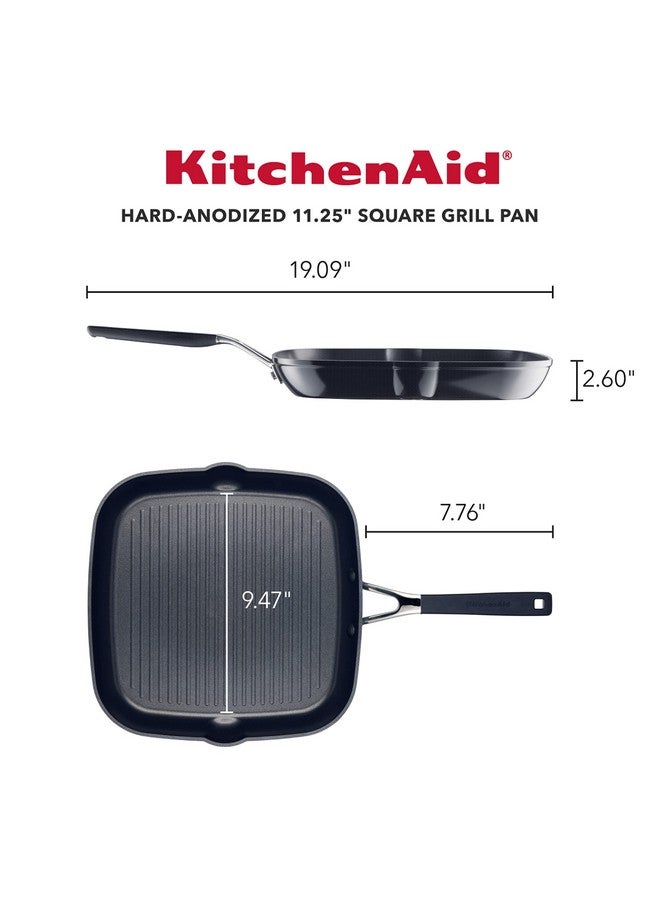 KitchenAid مقلاة كيتشن إيد مربعة غير لاصقة مصنوعة من الألمنيوم المؤكسد مع فتحات صب، 11.25 بوصة، أسود أونيكس - Image 2