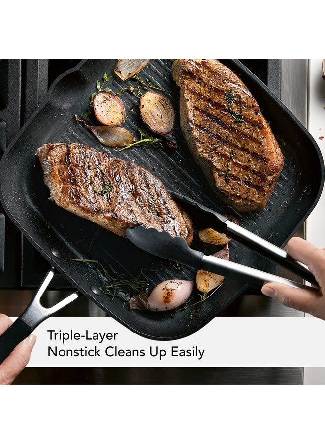 KitchenAid مقلاة كيتشن إيد مربعة غير لاصقة مصنوعة من الألمنيوم المؤكسد مع فتحات صب، 11.25 بوصة، أسود أونيكس - Image 4