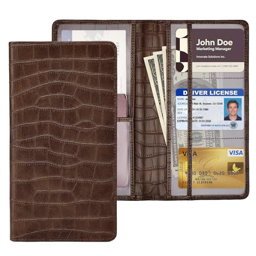 Peisicne Car Registration and Insurance Holder Brown Vehicle Glove Box Car Organizer with Magnetic Closure for Documents Cards License Car Organization 1 Pack - Image 1