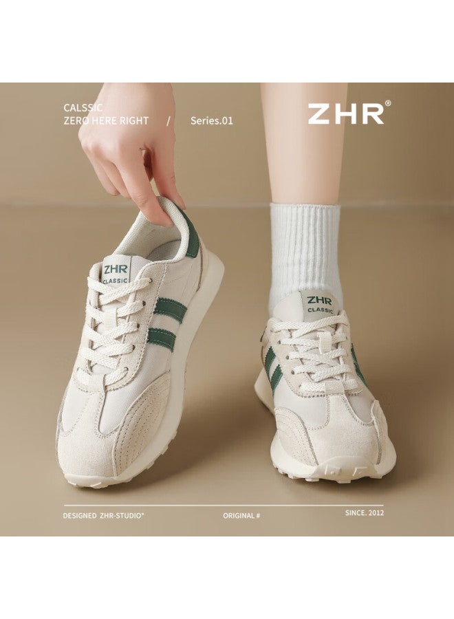 Zhr Dexun Women's New Breathable Running Shoes, Thick-soled Versatile Casual Women's Sneakers, Ak207, Beige-green, Size 35 - Image 2