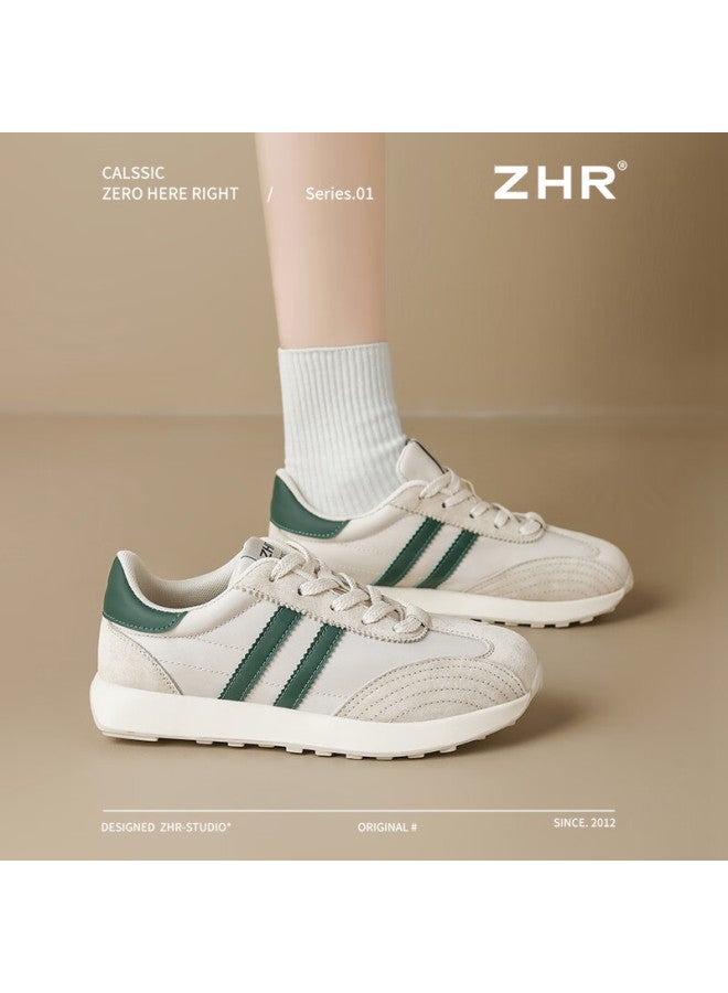 Zhr Dexun Women's New Breathable Running Shoes, Thick-soled Versatile Casual Women's Sneakers, Ak207, Beige-green, Size 35 - Image 1