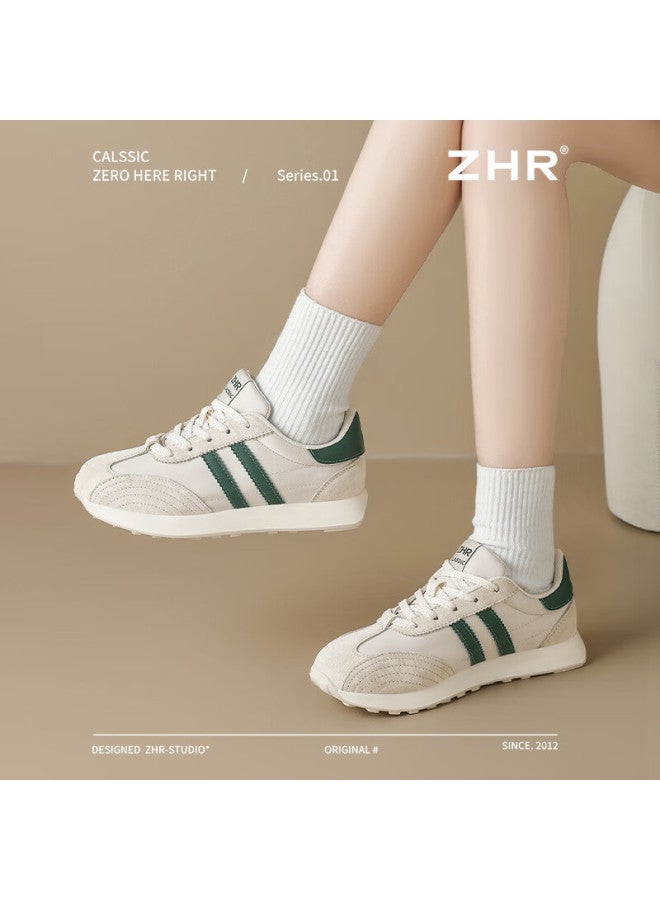 Zhr Dexun Women's New Breathable Running Shoes, Thick-soled Versatile Casual Women's Sneakers, Ak207, Beige-green, Size 35 - Image 3