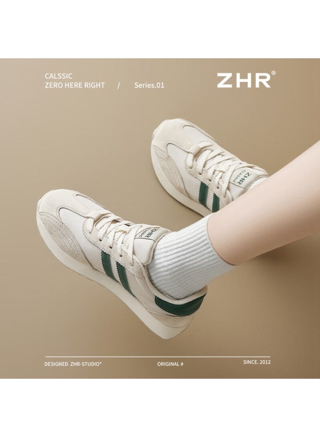 Zhr Dexun Women's New Breathable Running Shoes, Thick-soled Versatile Casual Women's Sneakers, Ak207, Beige-green, Size 35 - Image 4