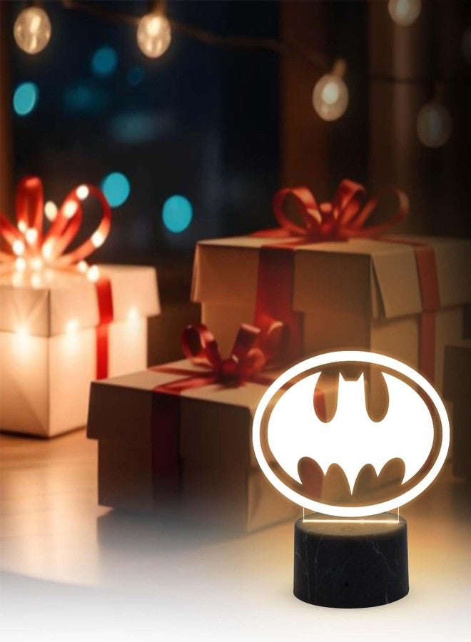 GIFTMEBAZAR مصباح طاولة ثلاثي الأبعاد بتصميم أفنجرز من جيفت ميبازار | مصباح ديكور منزلي | هدية عيد ميلاد لمحبي مارفل | إضاءة ديكور لغرفة الأطفال | هدية لمحبي أفنجرز | إضاءة بيضاء دافئة (باتمان) - Image 3