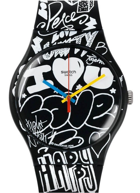 Unisex Love Wall Quartz Movement Water Resistant Wrist Watch - 41 Mm
