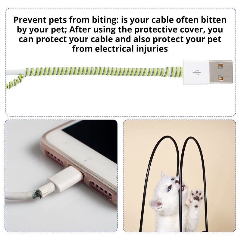 Frienda 10 Pcs Spiral Cord Protector Chargers Protector Pets No Chew Data Cable Protective Sleeve Headphone Charger Saver USB Cable Cover Wire Repair for Phone USB (Classic Colors) - Image 4