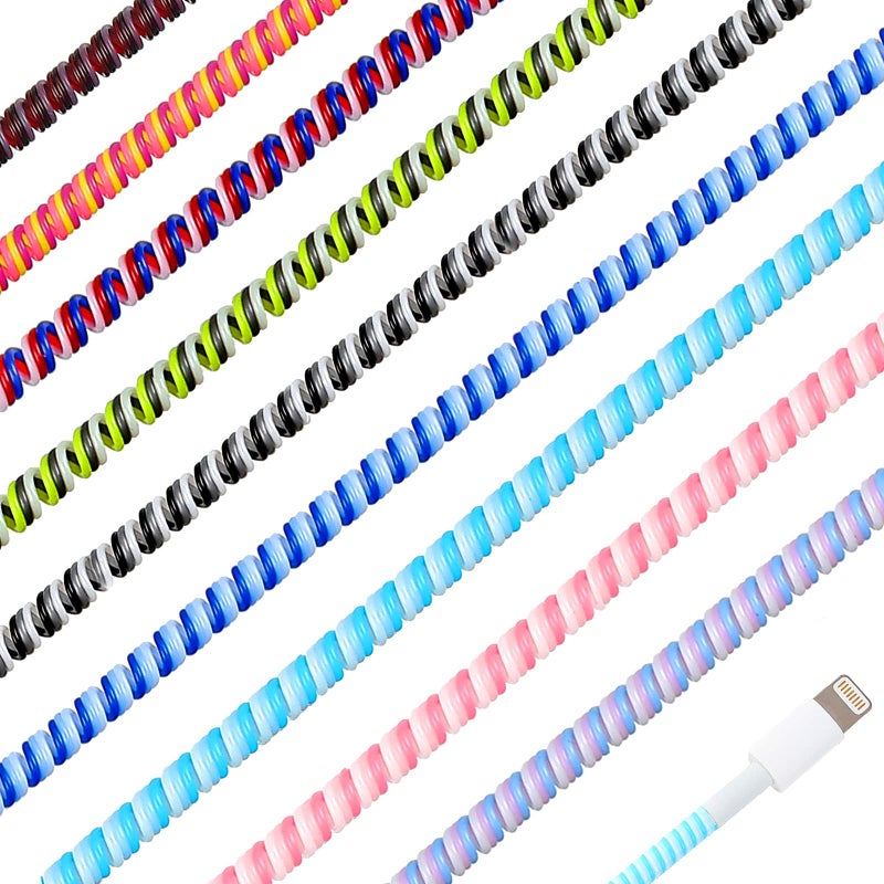 Frienda 10 Pcs Spiral Cord Protector Chargers Protector Pets No Chew Data Cable Protective Sleeve Headphone Charger Saver USB Cable Cover Wire Repair for Phone USB (Classic Colors) - Image 1