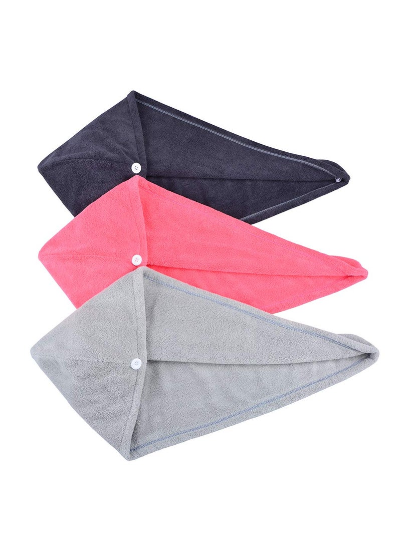 HOPESHINE - Hair Drying Towel Twist Soft Shower Microfiber Towels for Curly Girls Hair Turban Wrap Fast Drying Ultra Absorbent Cap Great Gift for Women 3Pack Dark GreyGreyLight Crimson - Image 1