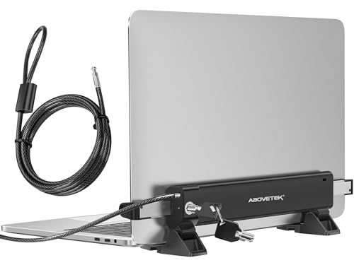 AboveTEK MacBook & Surface Laptop Locking Station with Combo Lock Cable, Anti Theft Folding Security Laptop Desk Mount, Adjustable & Portable, Fits 12"-16" Laptops/Notebooks (Black) - Image 1