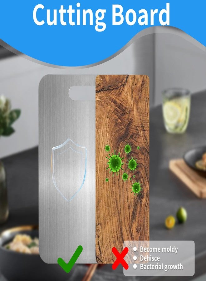 Gnodry Titanium Cutting Board - 100% Pure Titanium Cutting Boards for Kitchen, Food Grade 304 Stainless Steel Cutting Board Set for Meat Fruit & Vegetable (13.4 * 9Inch) - Image 4