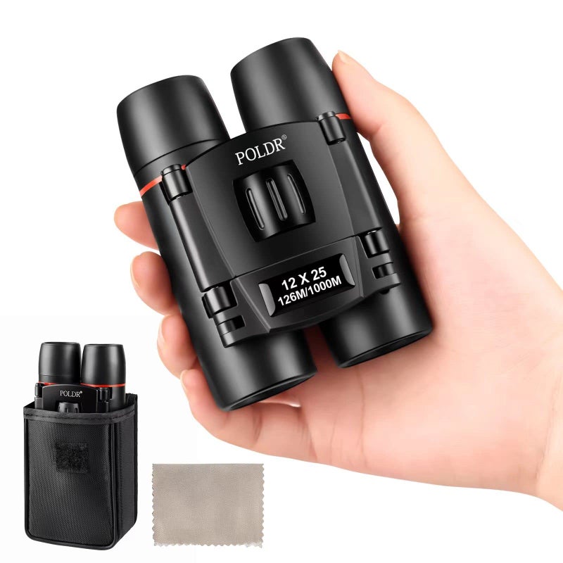 POLDR 12X25 Small Binoculars with Clear Vision, Pocket Binoculars Compact for Adults Theater Concert Opera Travel Bird Watching - Image 1