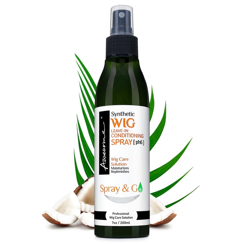 Awesome Synthetic Wig Leavein Conditioner Spray pH6 Professional Wig Care Solution Detangle Spray Moisturizes Replenishes Synthetic Wigs Easy Combing Contains Coconut Oil 7 fl oz