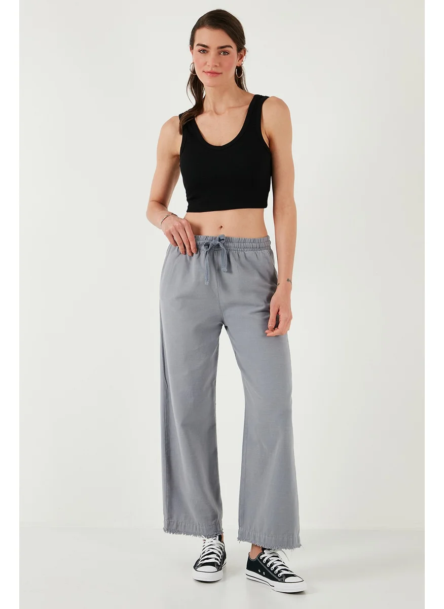 ليلا Cotton Relaxed Fit High Waist Wide Leg Pants Women's Trousers 668yp5275