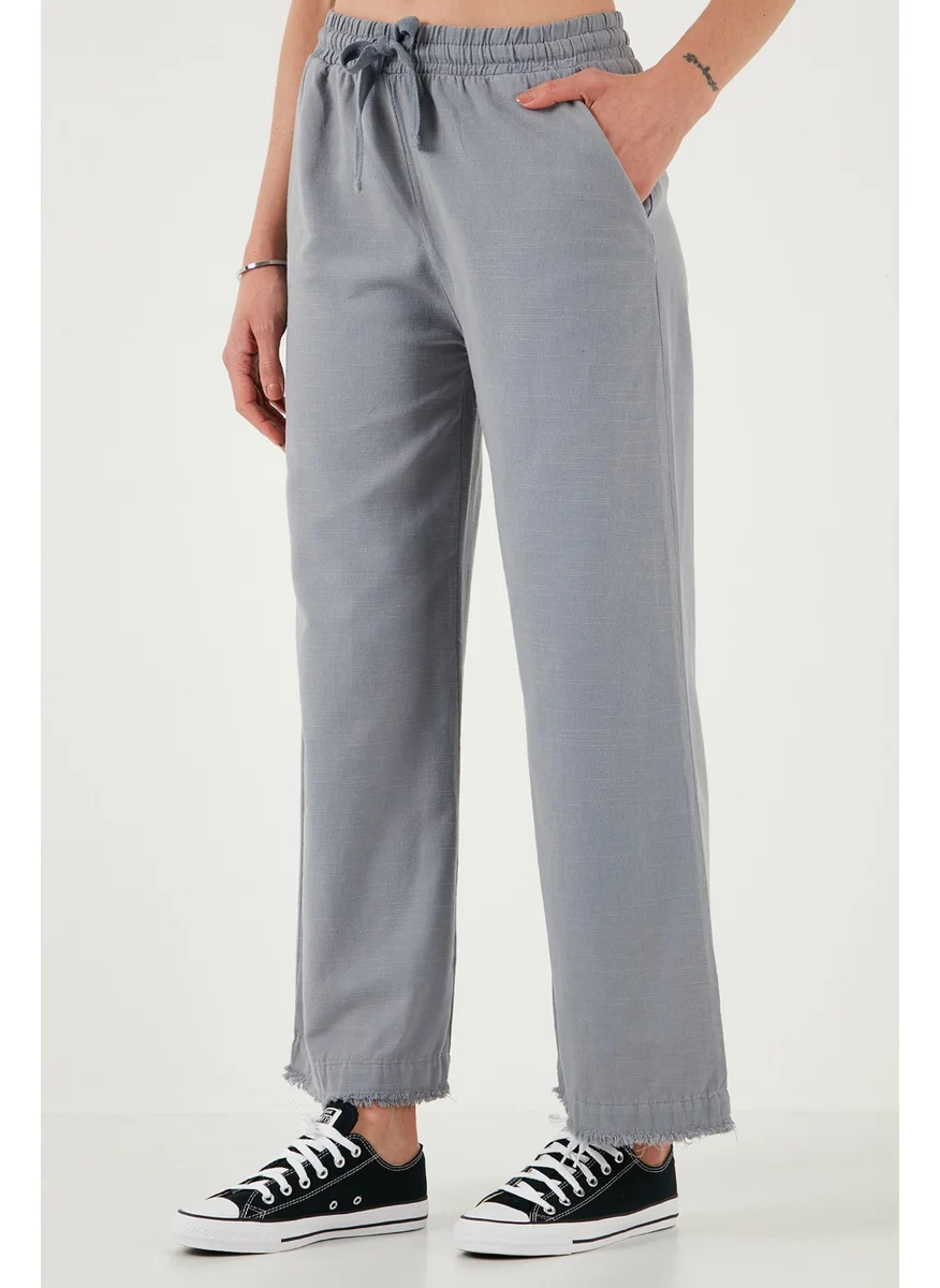 ليلا Cotton Relaxed Fit High Waist Wide Leg Pants Women's Trousers 668yp5275