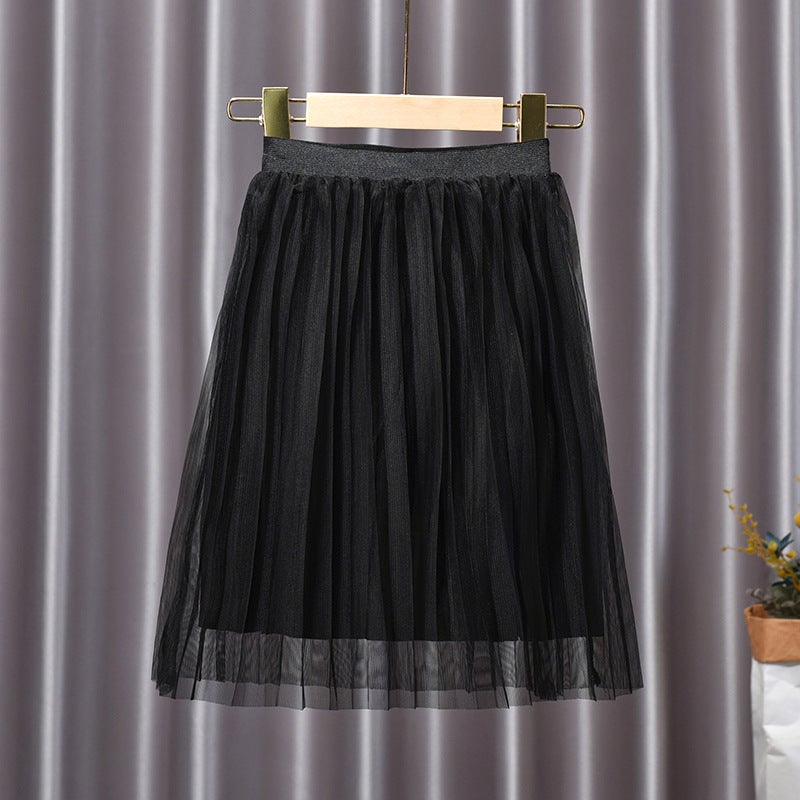 Children'S Clothing 2021 Autumn New Girls' Skirt Middle And Big Children'S Double-Sided Dress Children'S Gold Velvet Pleated Skirt Autumn Skirt - Image 3