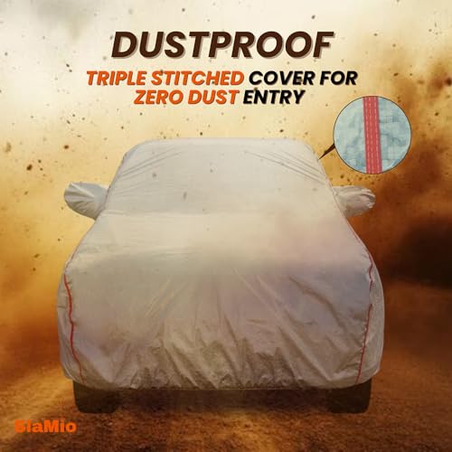 Slamio Car Cover for Maruti Suzuki Brezza 2022-2026 Model | Waterproof, Dustproof, UV Resistant | All-Weather Protection with Mirror Pockets | Custom Fit, Triple Stitch | Metallic Silver - Image 5