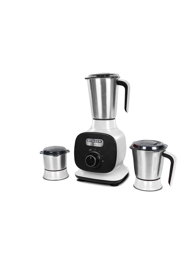 Faber - Faber 800W Mixer Grinder with 3 Stainless Steel Jar(FMG Candy 800 3J BW), White - Image 1